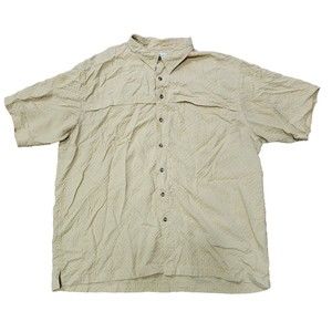 Cabelas Mens size XXL Tall Short Sleeve Button Up Shirt Orange Casual